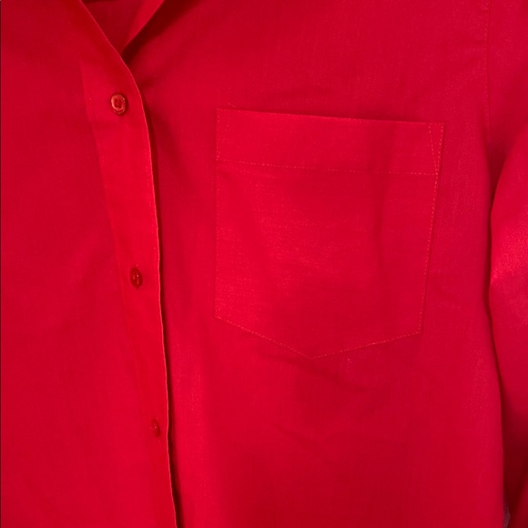 Foxcroft Red Long Sleeve Button Down Shirt with Notched Collar - Picture 4 of 7